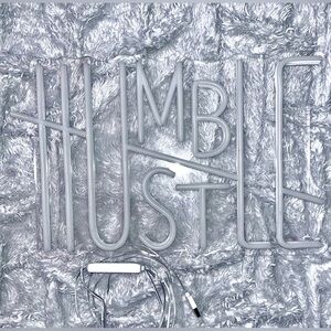 Hustle LED Neon Sign for Wall Decor, Words LED Neon Lights wall decor white